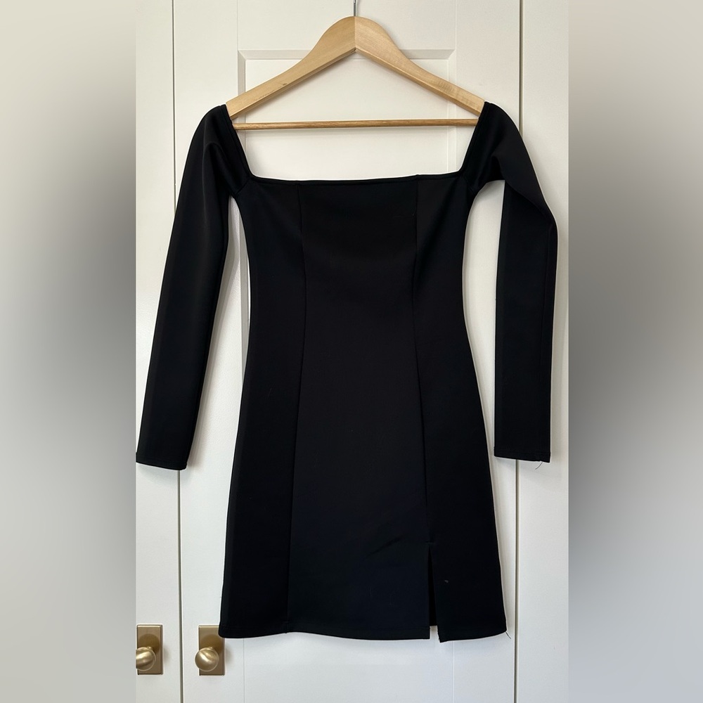 Off the shoulder square neck scuba dress
